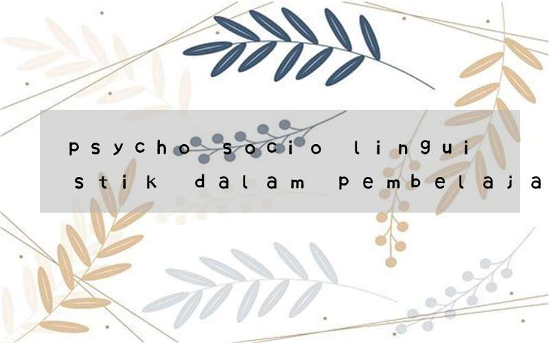psycho socio linguistik dalam pembelajaran bahasa inggris